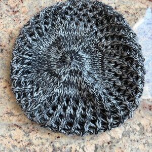 Women’s grey one size slouchy beret Winter hat, cute crochet knit